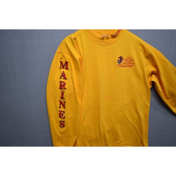 2006 Marine Corps Marathon Long Sleeve Shirt L USMC Competitor Yellow Vintage - Picture 8 of 10